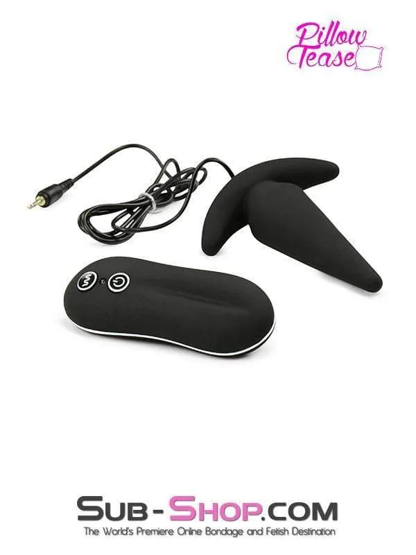 1482M-SIS      Silicone Anal Mini Rocket Vibrating Sissy Gurl Butt Plug, Black