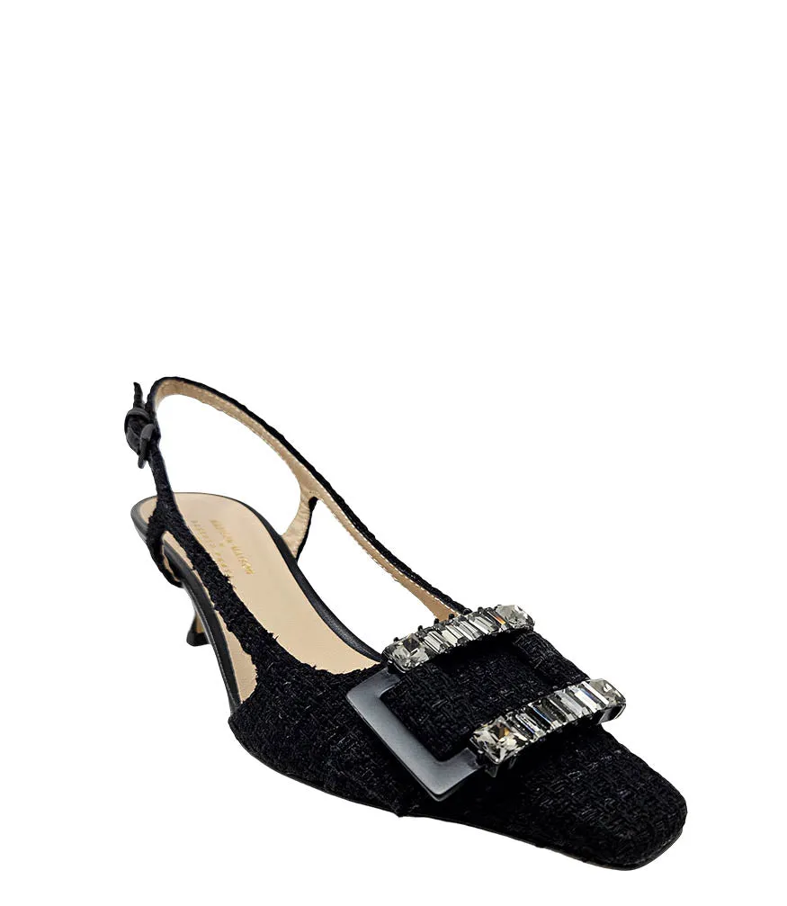 Atena Black Heel Slingback