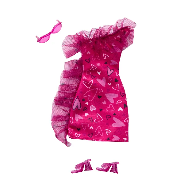 Barbie Fashion Pack with Ruffled Pink Heart Dress & Accessories