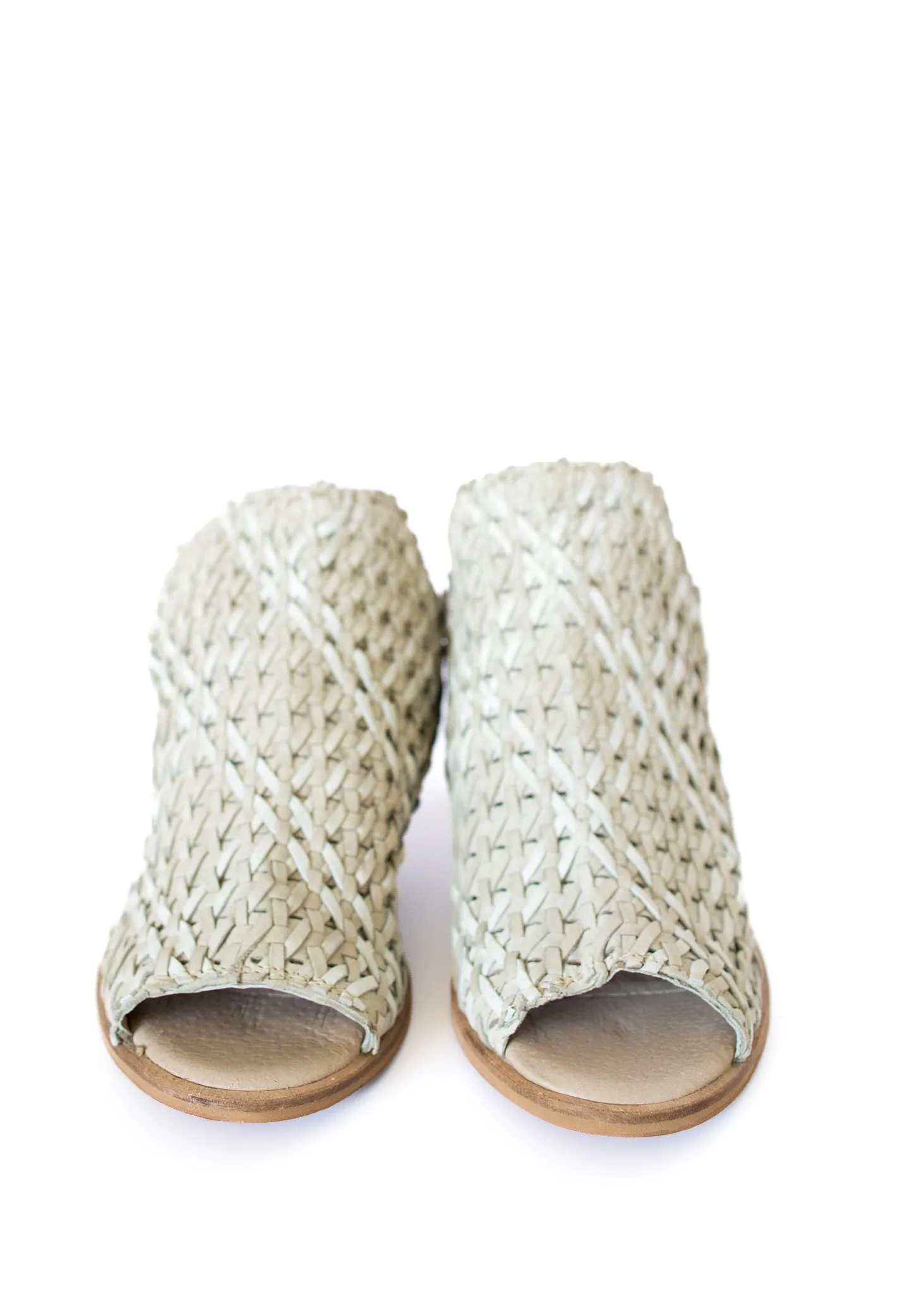 Brinkley Woven Leather Mules in Stone