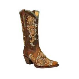 Corral Women's Leather Floral Brown Boot