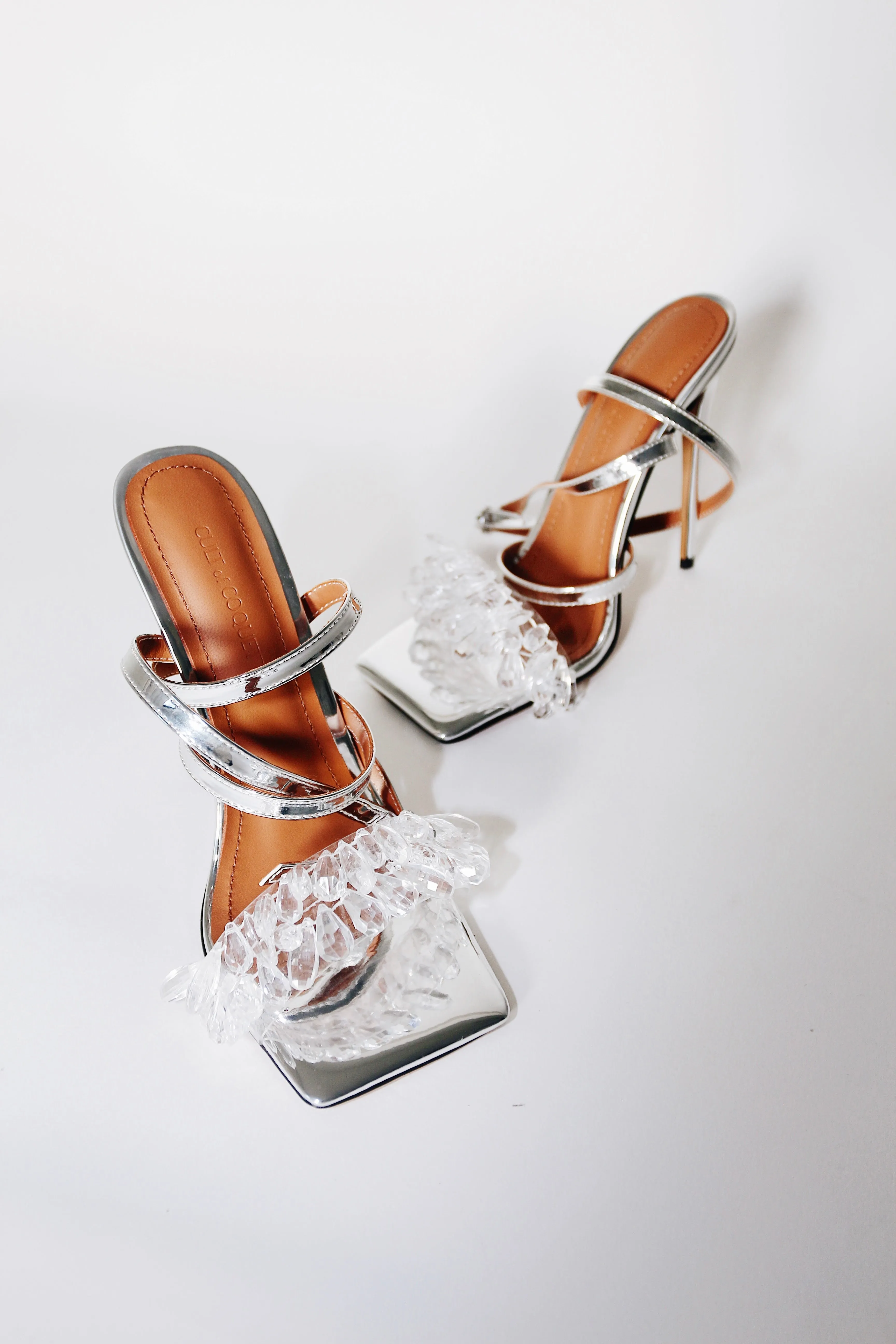 Cybil Clear Drip Chandelier Ankle Wrap Heels