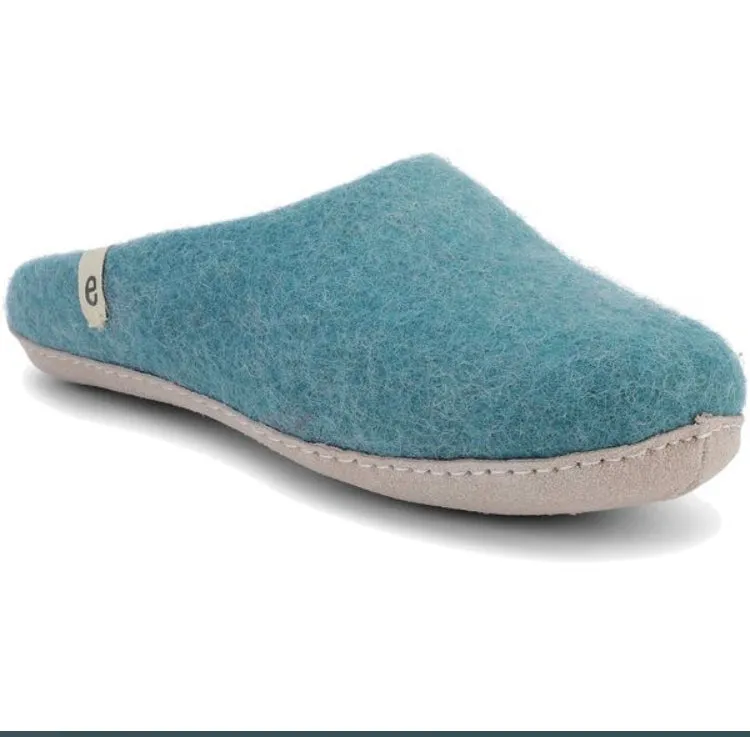 Egos Copenhagen Natural Wool Slippers Sea Blue