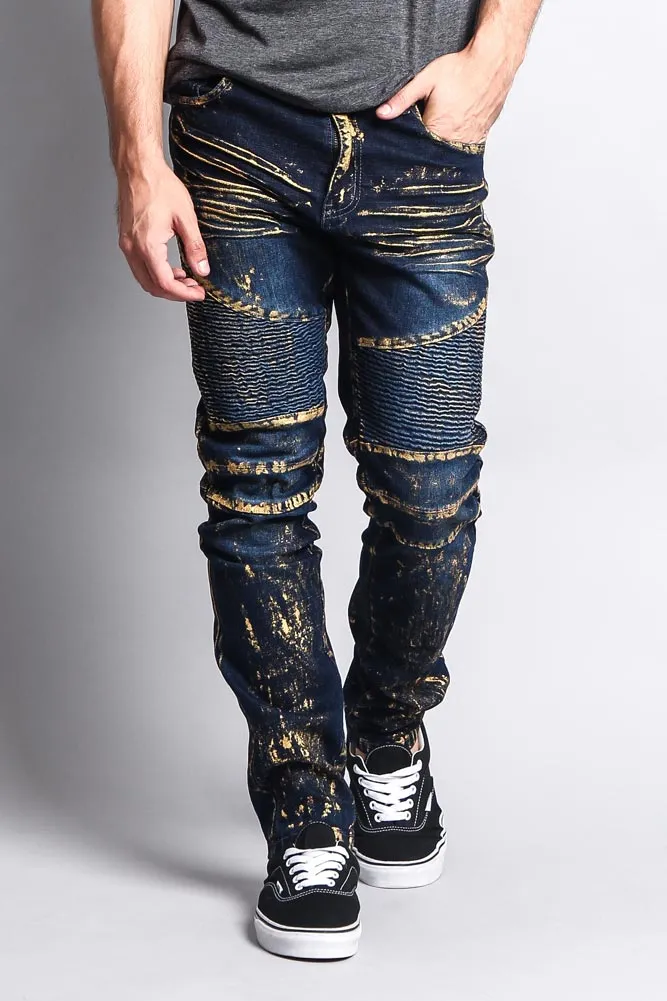 Foil Edge Biker Denim Jeans