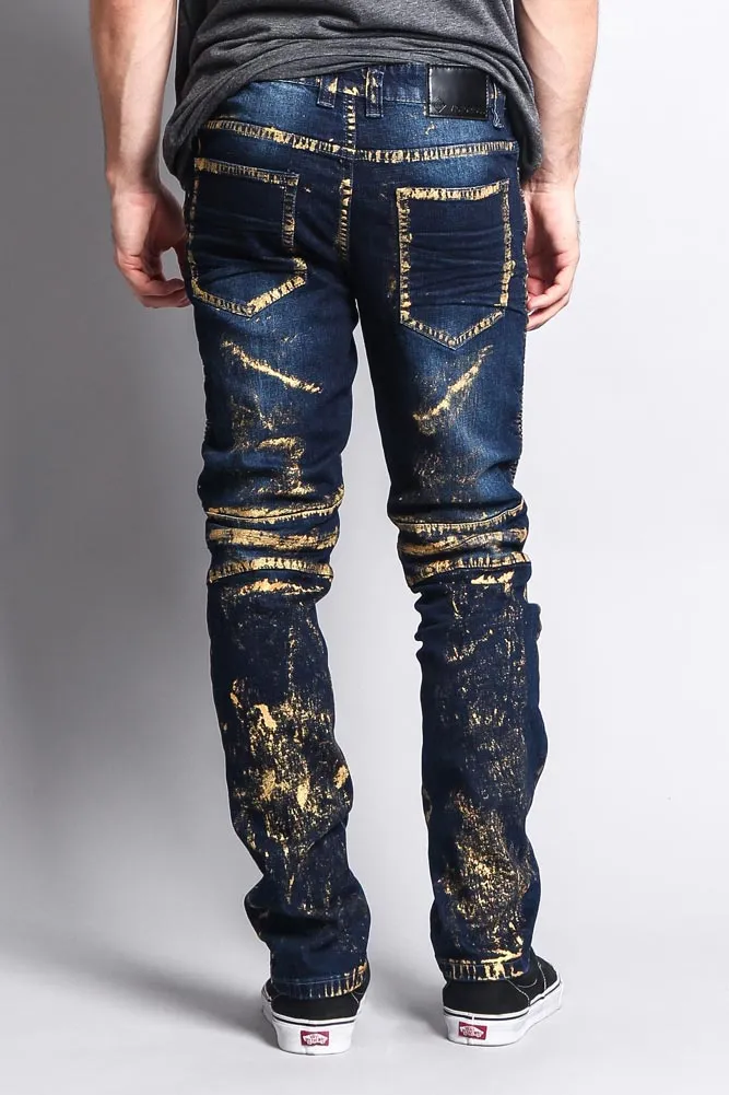 Foil Edge Biker Denim Jeans