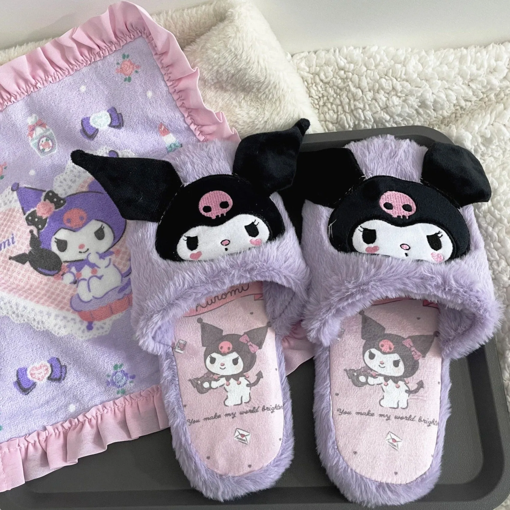 Fuzzy Bunny Pastel Goth Slippers