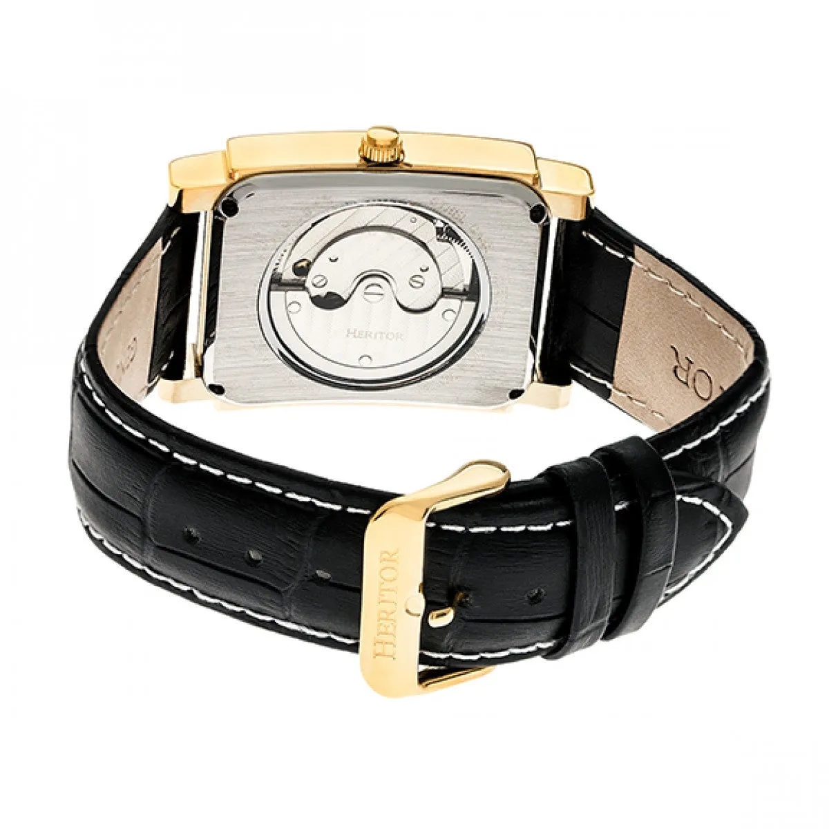 Heritor Automatic Frederick Leather-Band Watch - Gold/Black