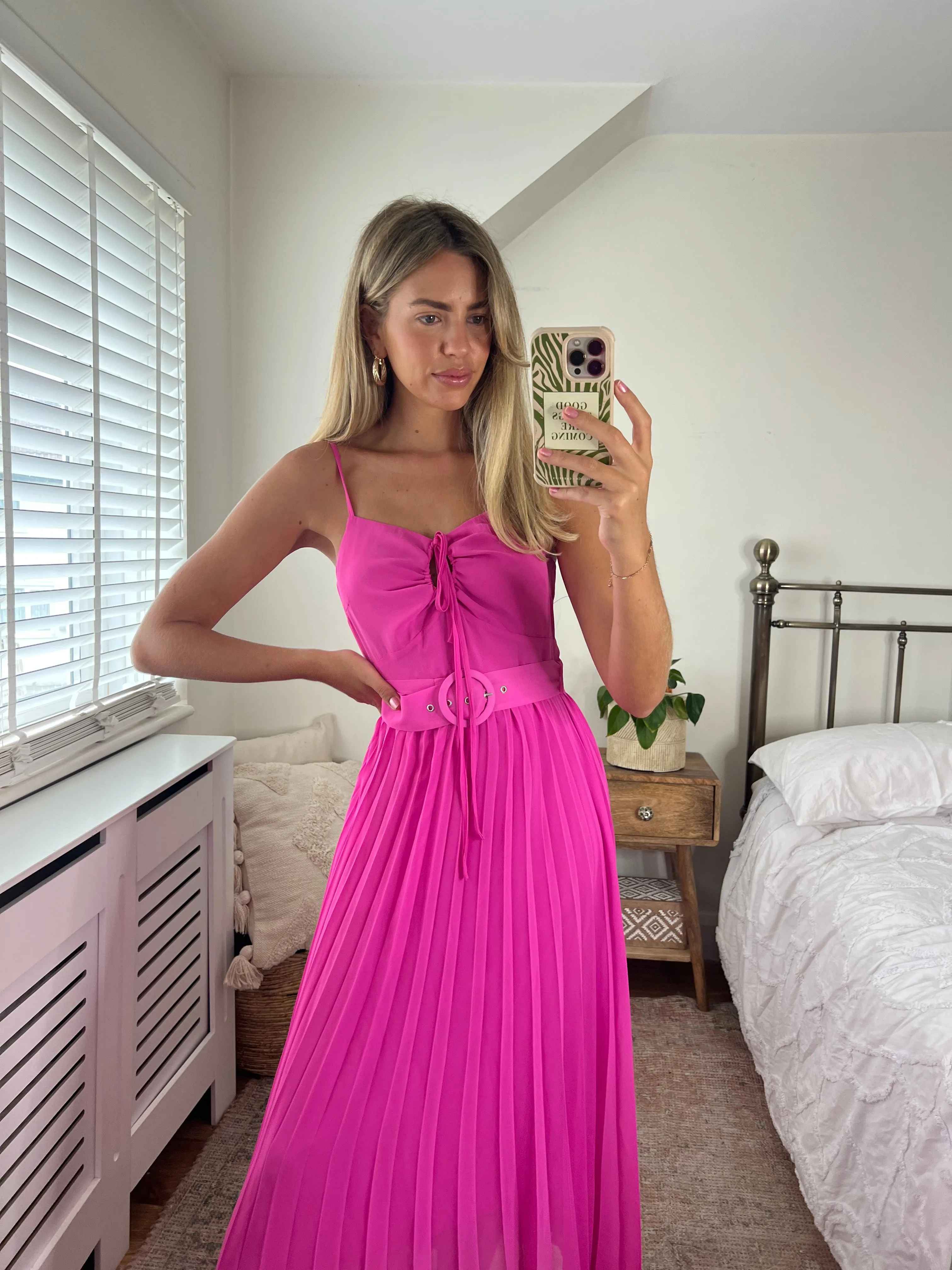 IMPERFECT Darby Halter Pleated Dress / Pink