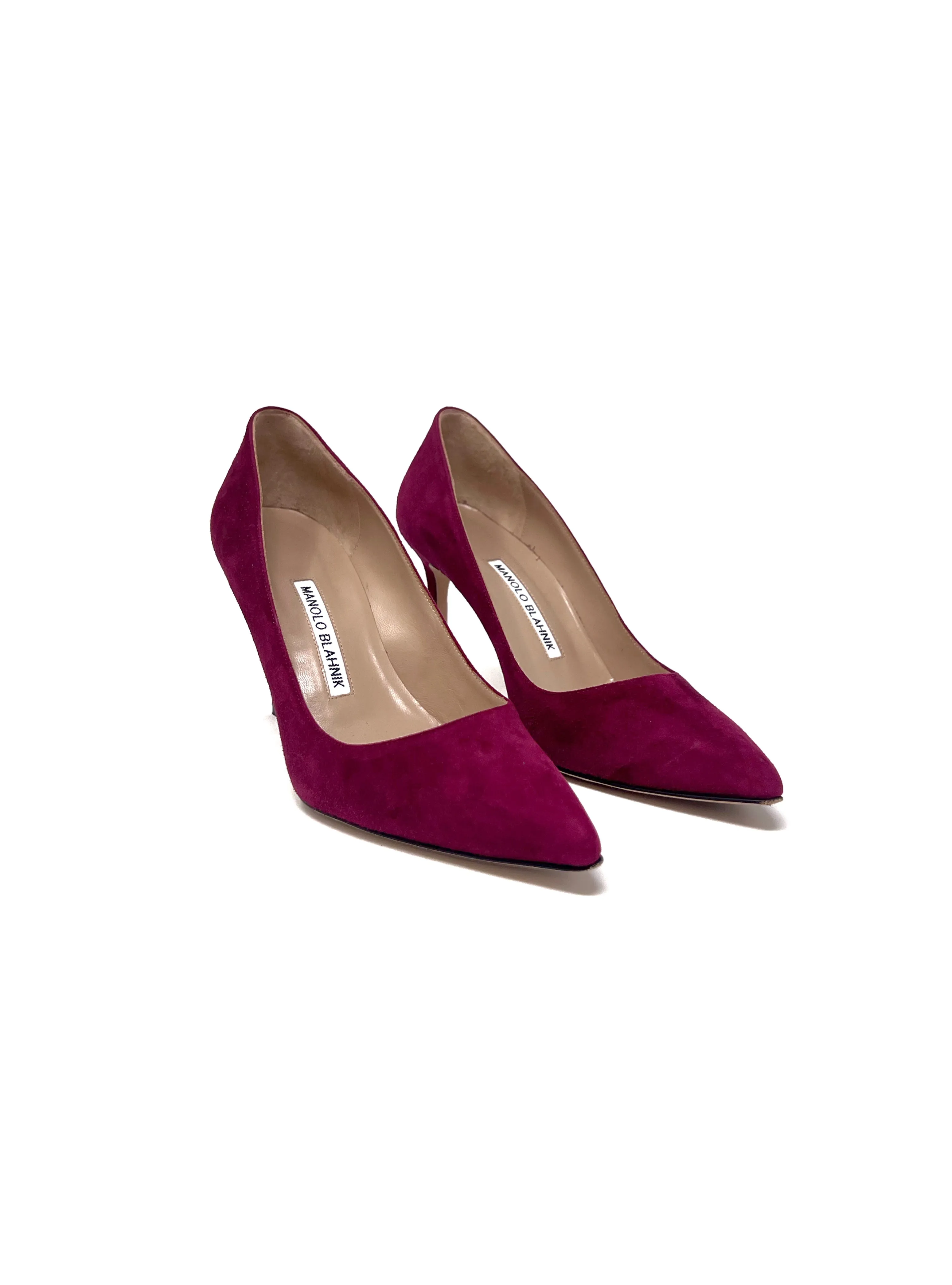 Manolo Blahnik Size 37 'BB 85' Suede Pointed Toe Pump