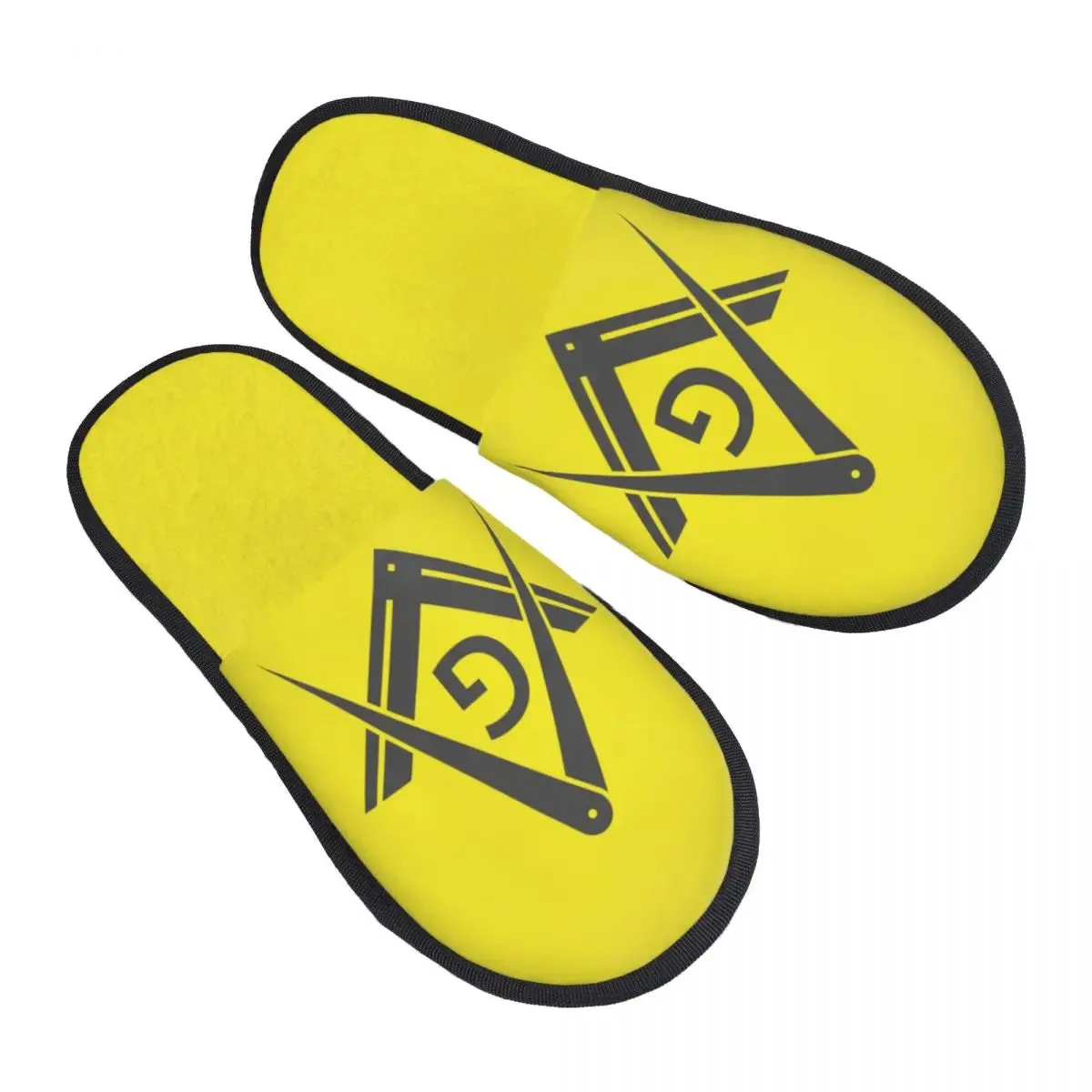 Master Mason Blue Lodge Slipper - Square & Compass G Yellow Background