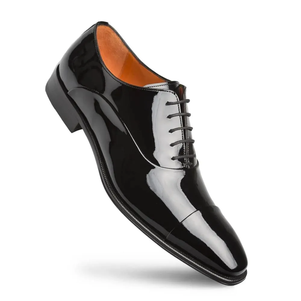 Mezlan Men's Shoes Black Patent Leather Cap Toe Oxfords