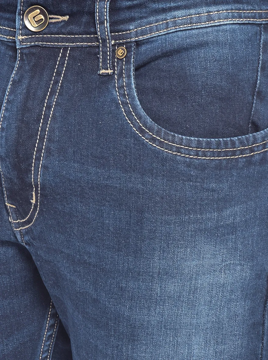 Mid Blue Washed Straight Fit Jeans | Greenfibre