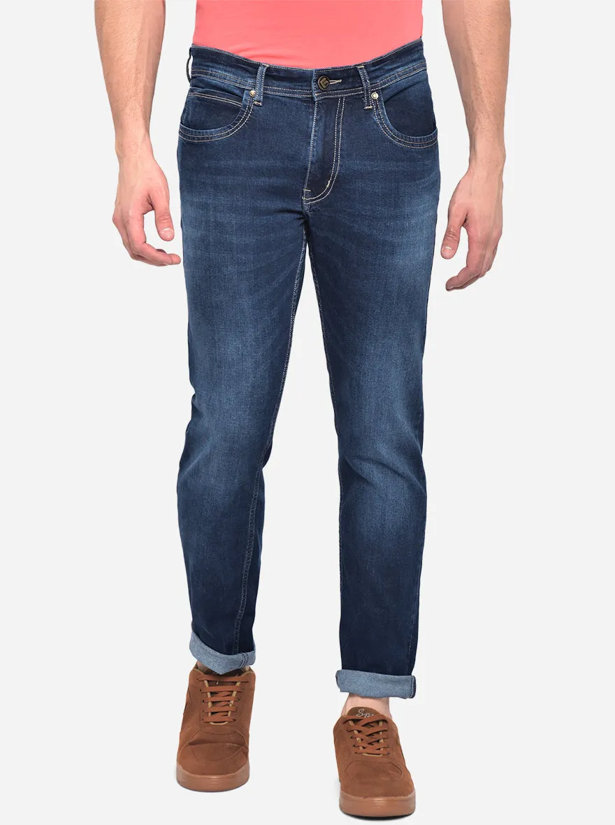 Mid Blue Washed Straight Fit Jeans | Greenfibre