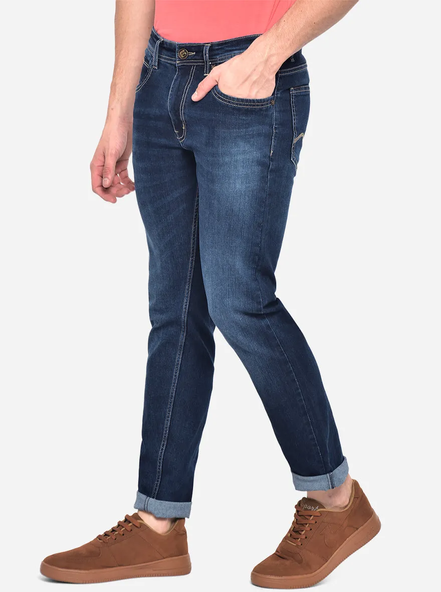 Mid Blue Washed Straight Fit Jeans | Greenfibre