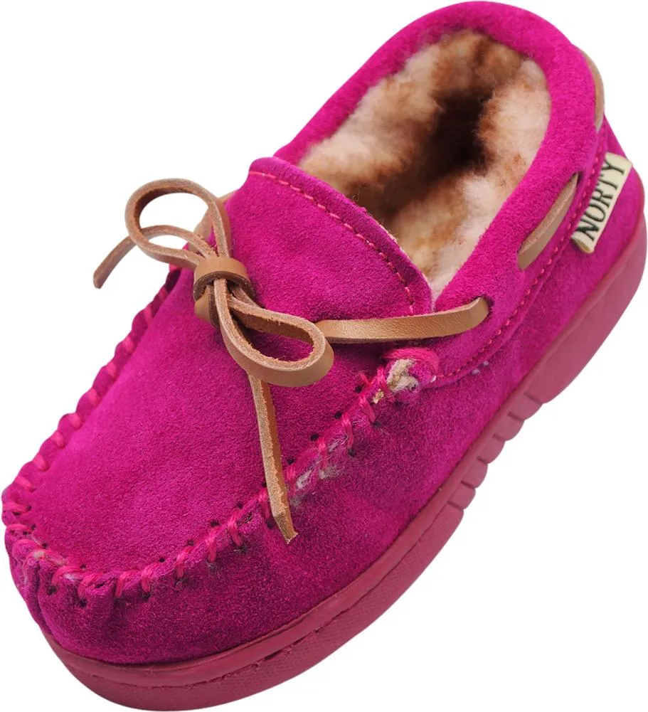 NORTY Little Kids/Toddler Boys Girls Suede Leather Moccasin Slip On Slippers, 40108