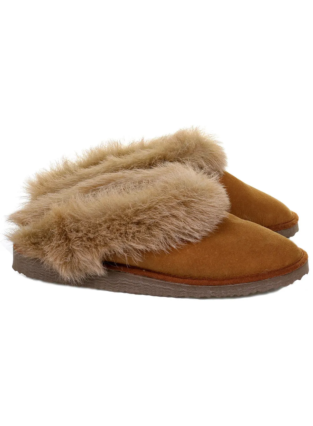 Real Sheepskin Collared Mule with Sole