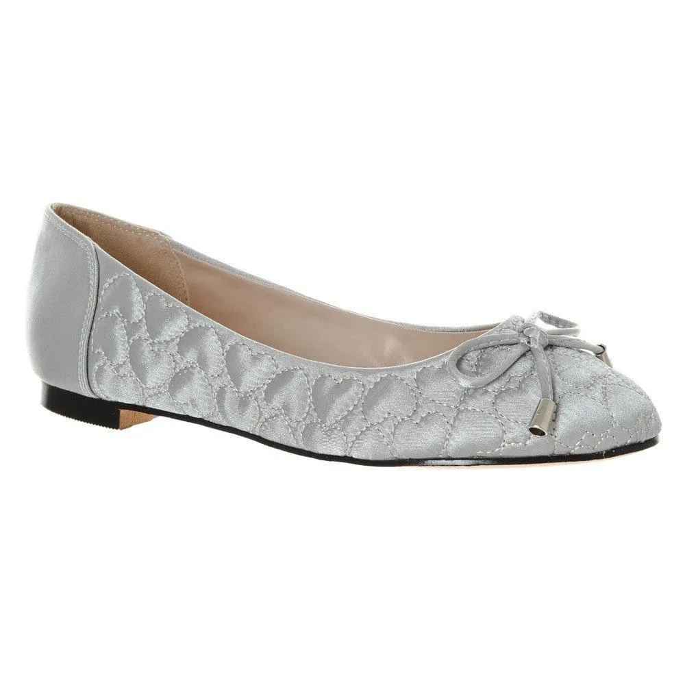 Ripple Flat Satin Ballerina Pump With Bow Detail