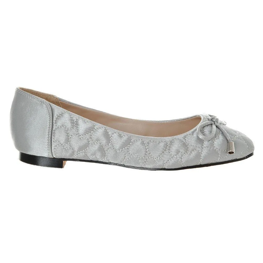 Ripple Flat Satin Ballerina Pump With Bow Detail