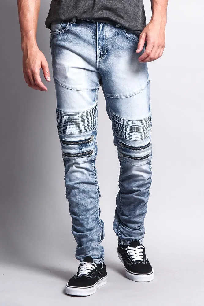 Scrunch Stacked Biker Jeans