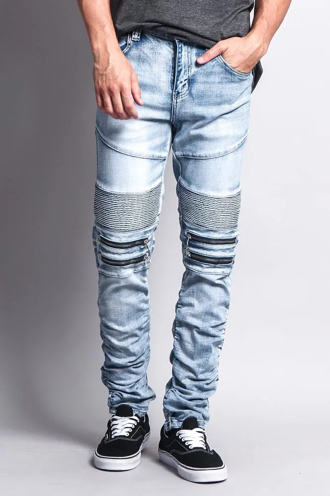 Scrunch Stacked Biker Jeans