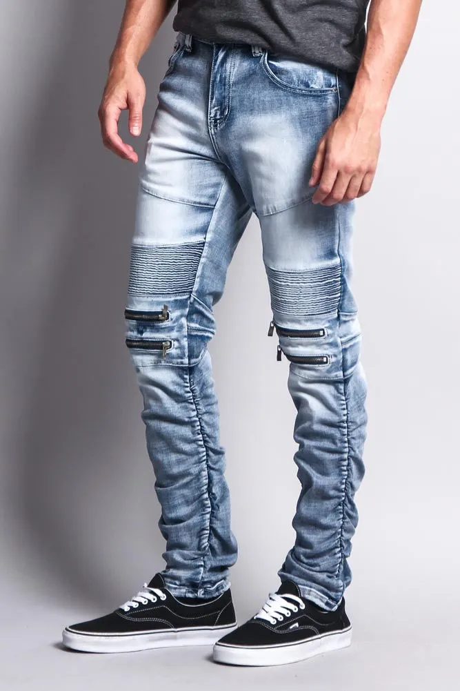 Scrunch Stacked Biker Jeans