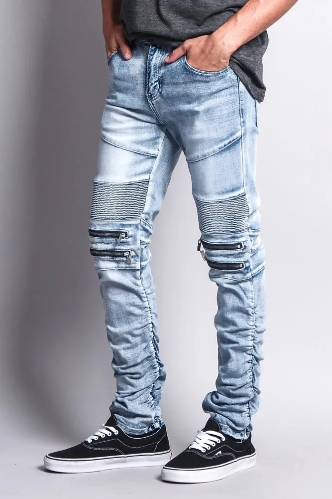 Scrunch Stacked Biker Jeans