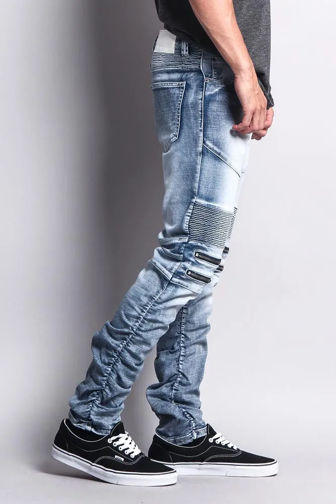 Scrunch Stacked Biker Jeans