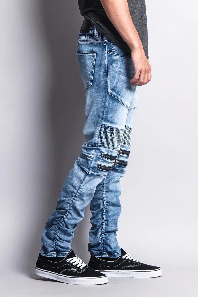 Scrunch Stacked Biker Jeans