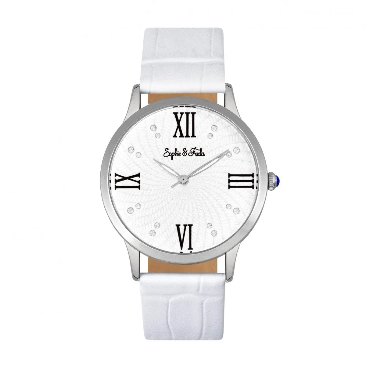 Sophie & Freda Sonoma Leather-Band Watch w/Swarovski Crystals