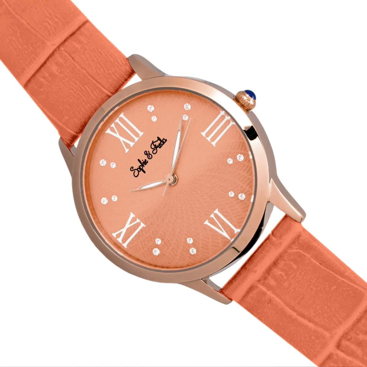 Sophie & Freda Sonoma Leather-Band Watch w/Swarovski Crystals