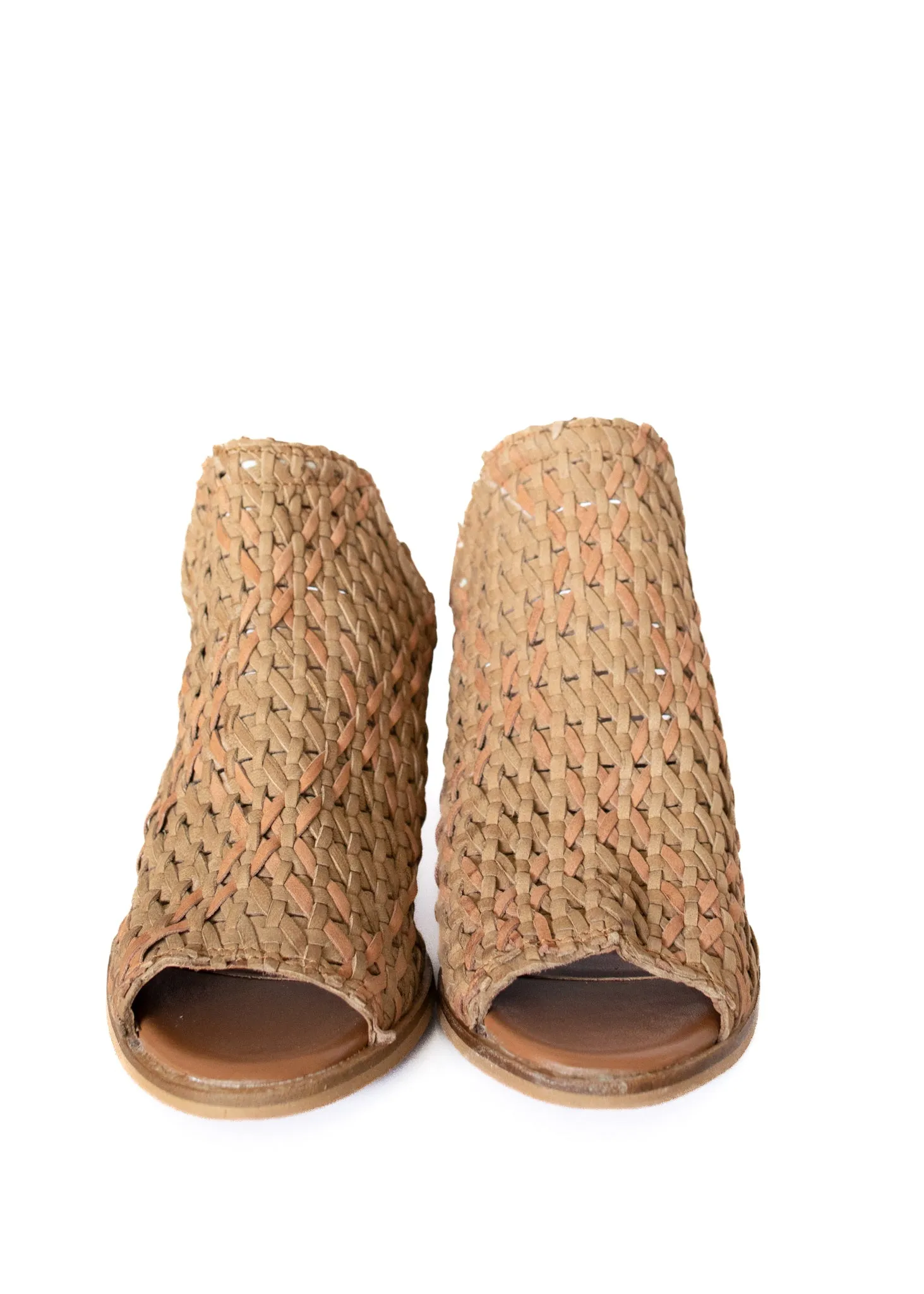 Veronique Woven Leather Mule in Tan