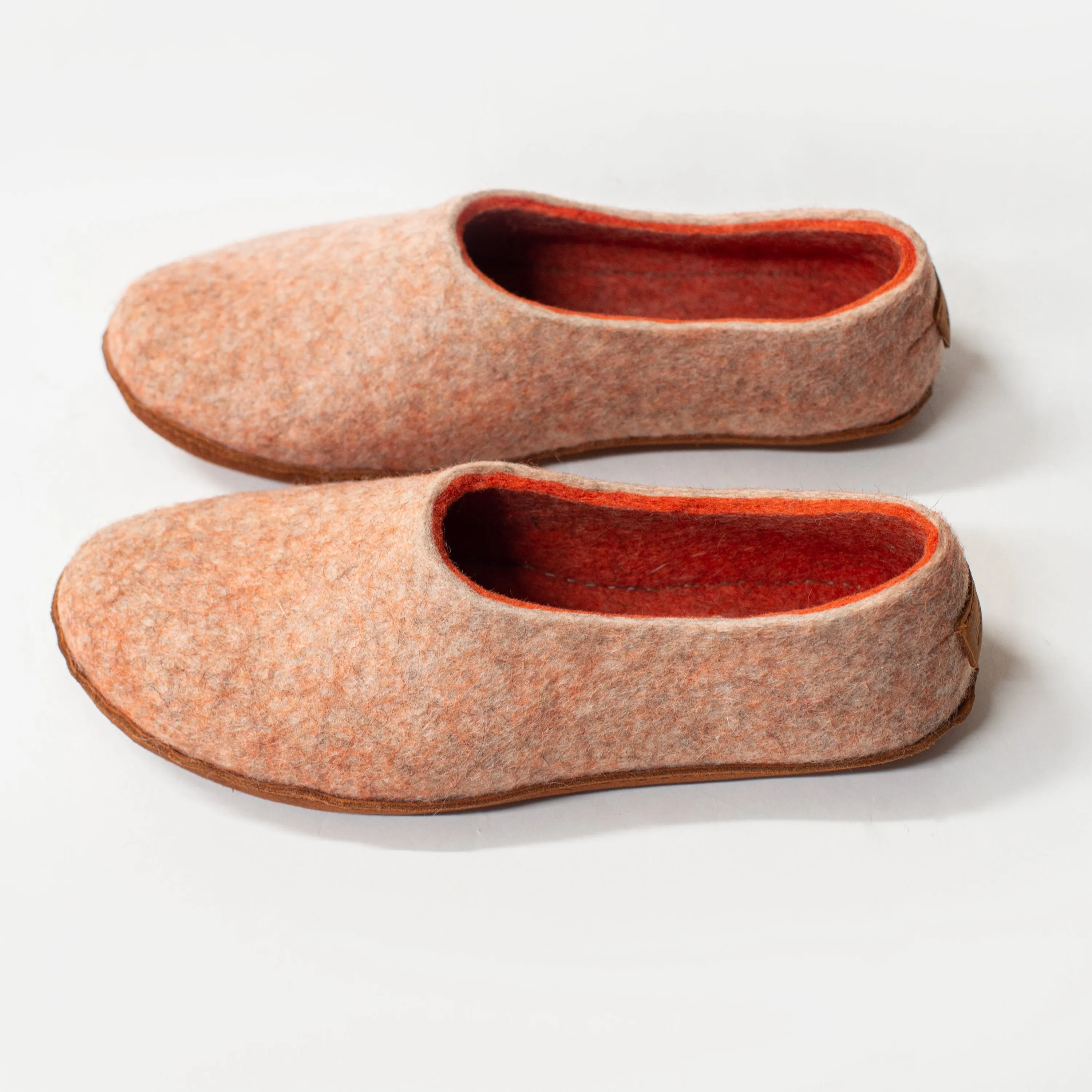 Women's Sheep & Alpaca Wool Slippers - Beige/Orange